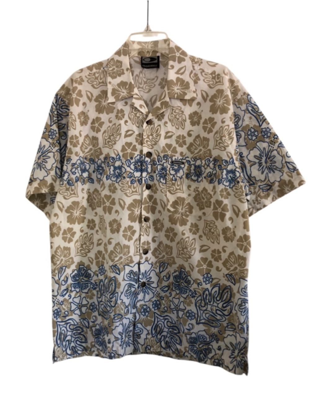 Sz XL Hawaiian Shirt Mormaii Floral Print Camp Shirt Luau Aloha Retro Vintage